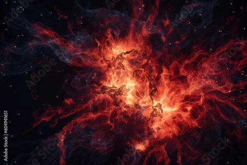  Fiery burst in dark cosmos .highly detailed cinematic.Generative AI