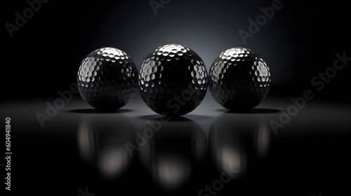 Black golf balls isolated on a white background