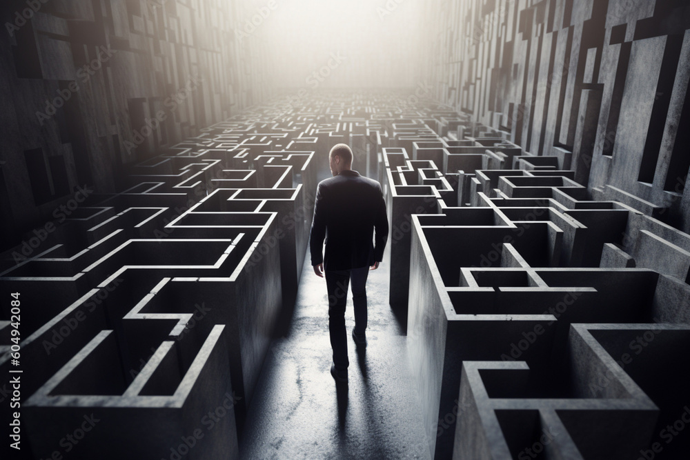 Business Disruption: An unrecognizable man navigating through a maze of obstacles Business Disruption: An unrecognizable man navigating through a maze of obstacles