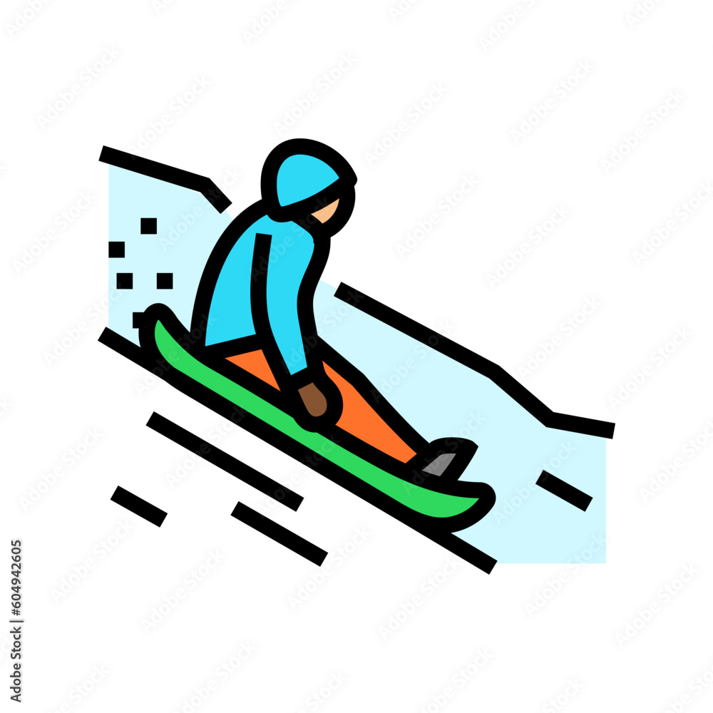 sledding winter season color icon vector. sledding winter season sign. isolated symbol illustration