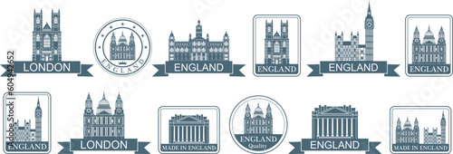 England set. Isolated England on white background