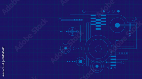 Geometric abstract blueprint architecture background. Mechanical engineering cover graphic vector