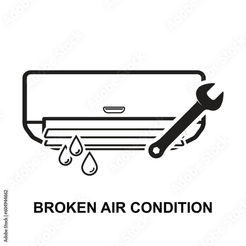 Broken air conditioner icon. Air conditioning system with demages isolated background vector illustration. photo
