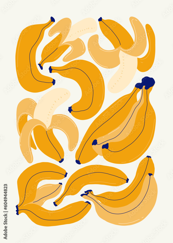 Fruits abstract elements. Food and healsy composition. Modern trendy Matisse minimal style. Fruits poster, invite. Vector arrangements for greeting card or invitation design Fruits abstract elements. Food and healsy composition. Modern trendy Matisse minimal style. Fruits poster, invite. Vector arrangements for greeting card or invitation design