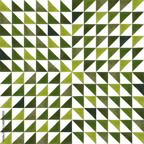 vintage green tile watercolor patterne, zelliges retro, Moroccan mosaique geomertrique