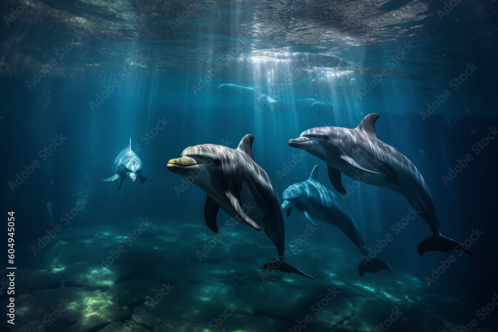 Fototapeta premium Delfine schwimmen im Wasser