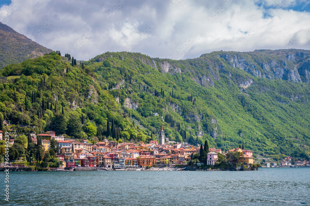 Scenic view of Varenna on the eastern shore of Lake Como, Italy