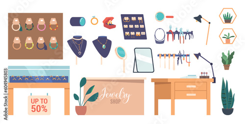 Jewelry Workshop Items Set. Comprehensive Collection Of Tools And Materials Essential For Crafting Exquisite Jewelry