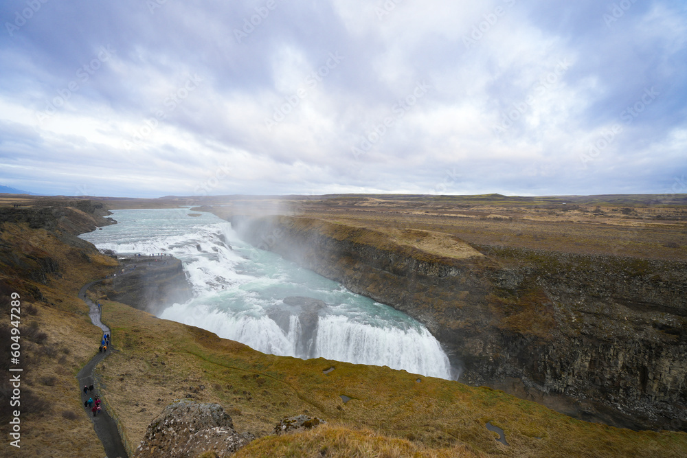 waterfall Gull-Foss (Golden falls) Iceland.