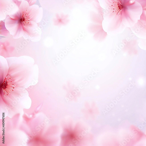 Realistic cherry blossom background, Beautiful Japanese sakura branch with pink flowers