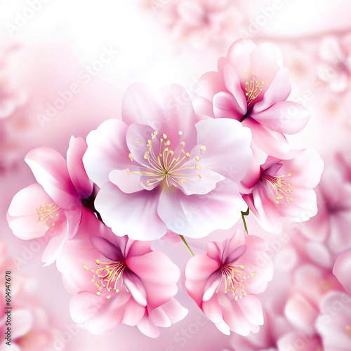 Pink cherry blossom background © pixeness