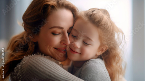 Generative Ai. a woman and a young girl hugging
