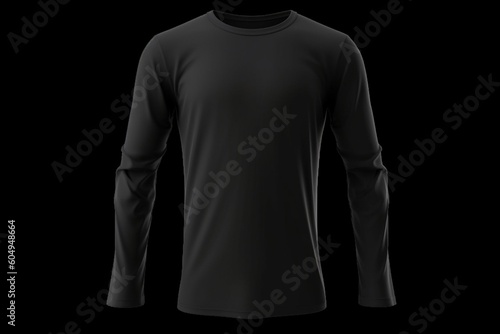 black T-shirt Long Sleeve Round neck