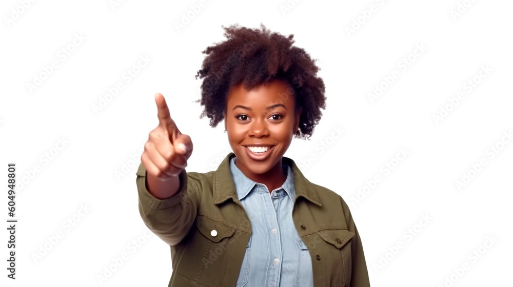 Generative Ai. a woman pointing at something with her finger Generative Ai. a woman pointing at something with her finger
