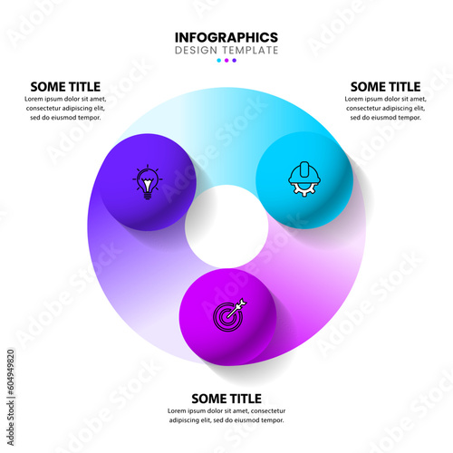 Infographic template. 3 balls in a circle with icons
