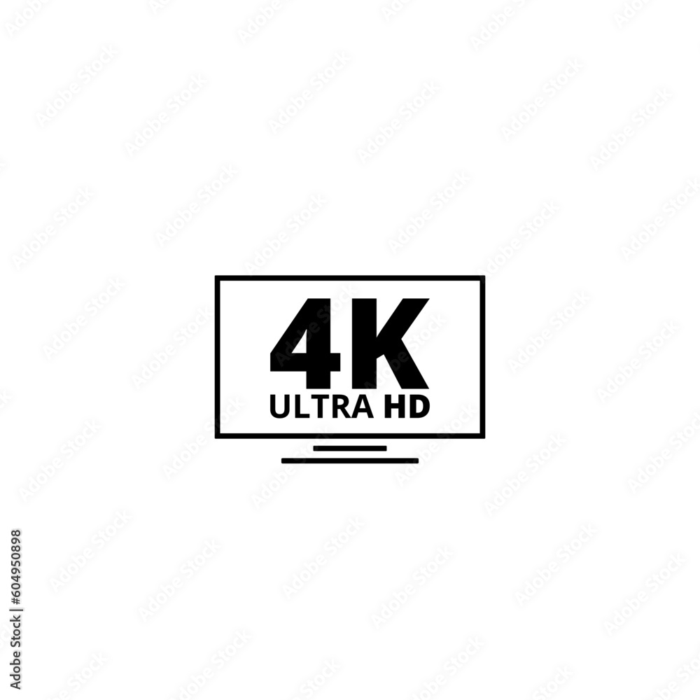 4K tv icon isolated on white background. 4K tv icon isolated on white background.