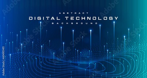 Digital technology banner green blue background concept, cyber technology circuit, abstract tech, innovation future data, internet network, Ai big data, futuristic wifi connection illustration concept
