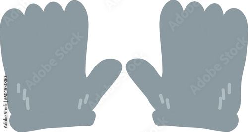 シンプルなグレーの手袋の手描きイラスト