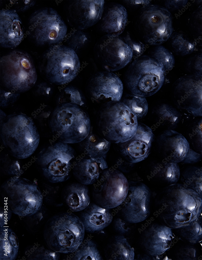 Freshly picked blueberries close-up top view Freshly picked blueberries close-up top view