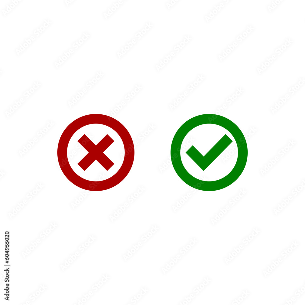 Confirm and deny buttons isolated on white background Confirm and deny buttons isolated on white background