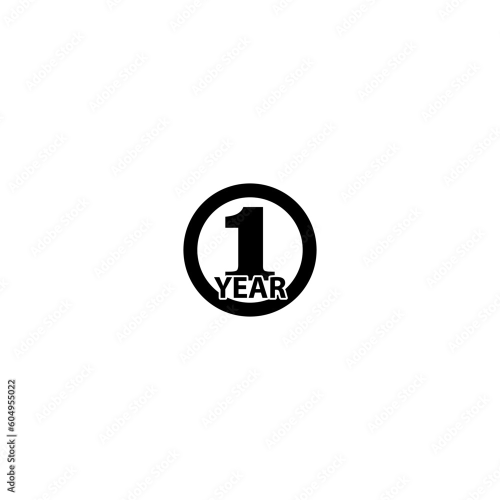 One year icon isolated on white background One year icon isolated on white background