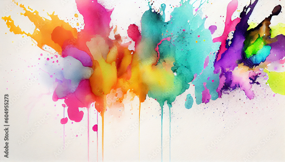 Abstract art of colorful bright ink and watercolor background Ai generated image