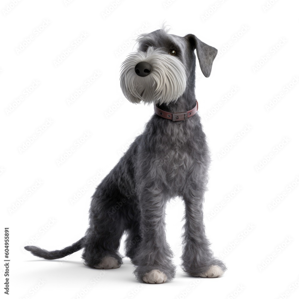 Cesky Terrier dog illustration cartoon 3d isolated on white. Generative AI Cesky Terrier dog illustration cartoon 3d isolated on white. Generative AI