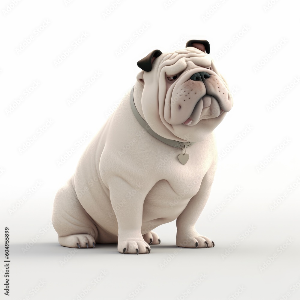 Chinese Shar-Pei dog illustration cartoon 3d isolated on white. Generative AI
