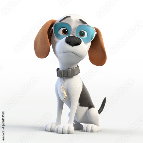 Beagle dog illustration cartoon 3d isolated on white. Generative AI