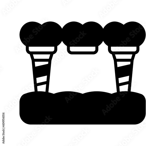Replacing one Missing Teeth concept, Hybrid Designed Dental Bridge vector icon design, odontology symbol, oral medicine sign, Dental instrument stock illustration 