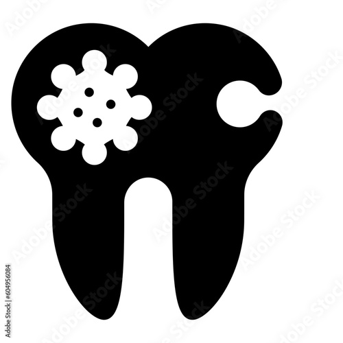 cavities are caused by bacteria concept, Streptococcus mutans vector icon design, odontology symbol, oral medicine sign, Dental instrument stock illustration  photo