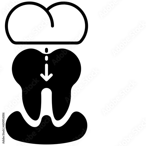 Tooth crownor cap  concept, Restoration of endodontically treated teeth vector icon design, odontology symbol, oral medicine sign, Dental instrument stock illustration 