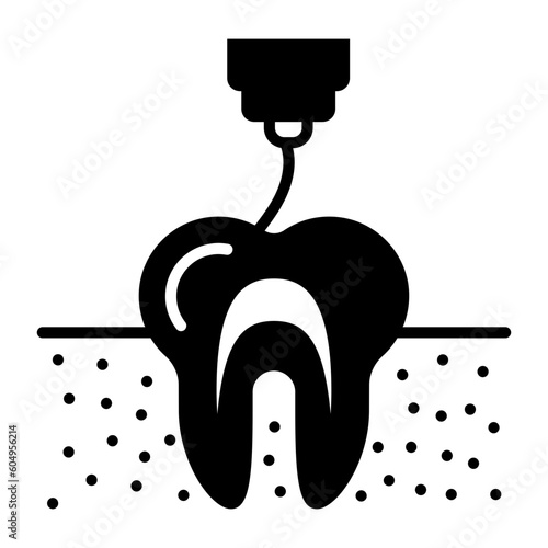 Endodontic therapy concept, Root canal treatment vector icon design, odontology symbol, oral medicine sign, Dental instrument stock illustration 