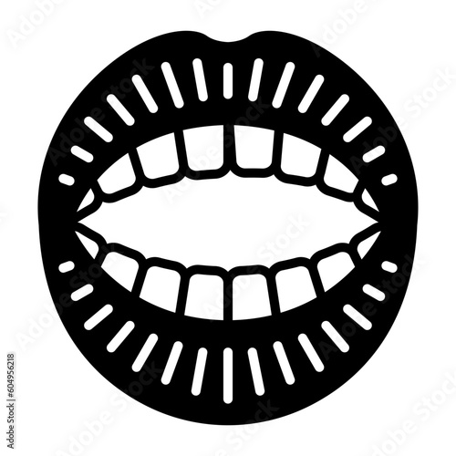 Mouth Guard and teeth concept, Bruxism or Jaw clenching vector icon design, odontology symbol, oral medicine sign, Dental instrument stock illustration 