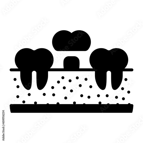 Traditional dental bridge concept,  Fixed-Moveable teeth restoration vector icon design, odontology symbol, oral medicine sign, Dental instrument stock illustration 