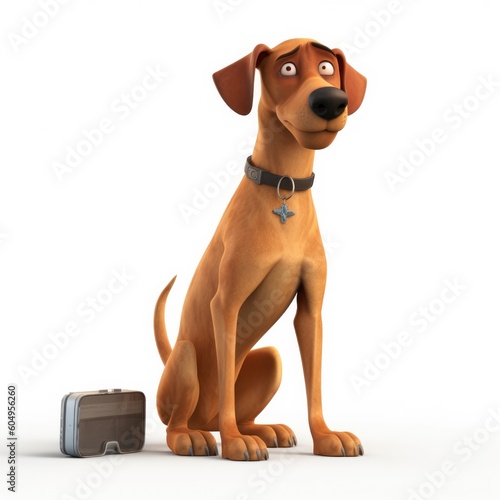 Rhodesian Ridgeback dog illustration cartoon 3d isolated on white. Generative AI photo