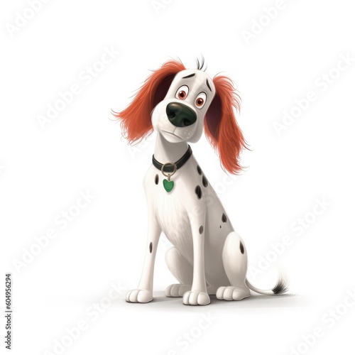 Setter Irish Red and White dog illustration cartoon 3d isolated on white. Generative AI