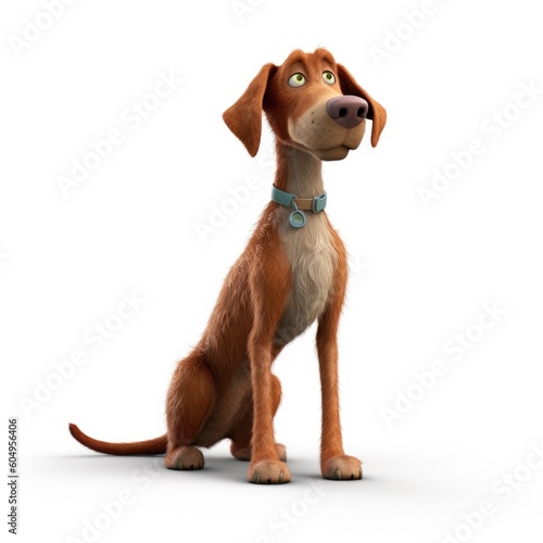 Wirehaired Pointing Griffon dog illustration cartoon 3d isolated on white. Generative AI