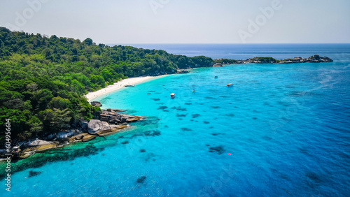 The beauty of the sea and islands In the Similan Islands, Phang Nga Province, Thailand, from a bird's eye view on a clear day waiting for tourists to experience the beauty © knotsound