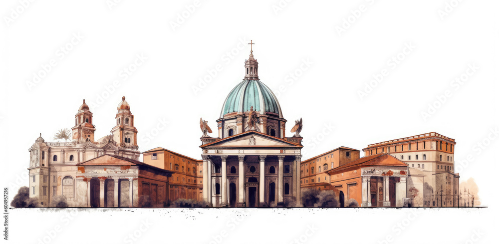 Illustration of Rome architecture isolated on a white background