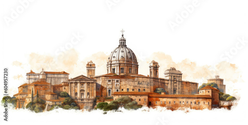 Illustration of Rome architecture isolated on a white background © Tatiana