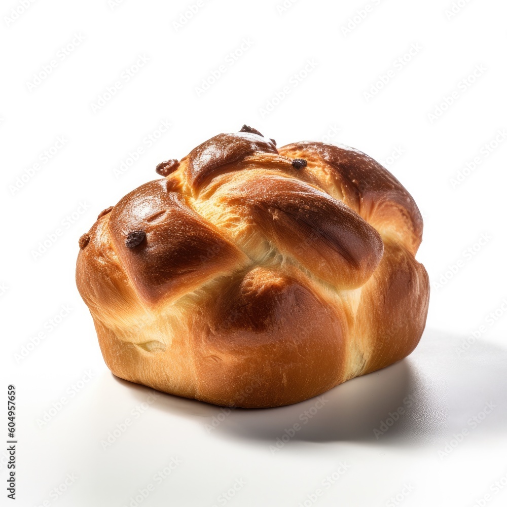 Fototapeta premium Brioche Isolated on White. Generative AI