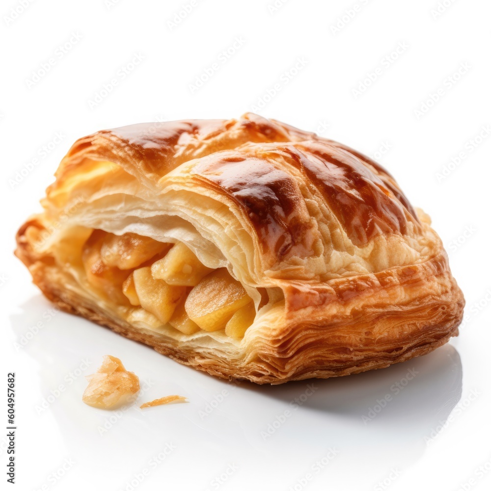 Chausson aux Pommes Apple Turnover Isolated on White. Generative AI Chausson aux Pommes Apple Turnover Isolated on White. Generative AI