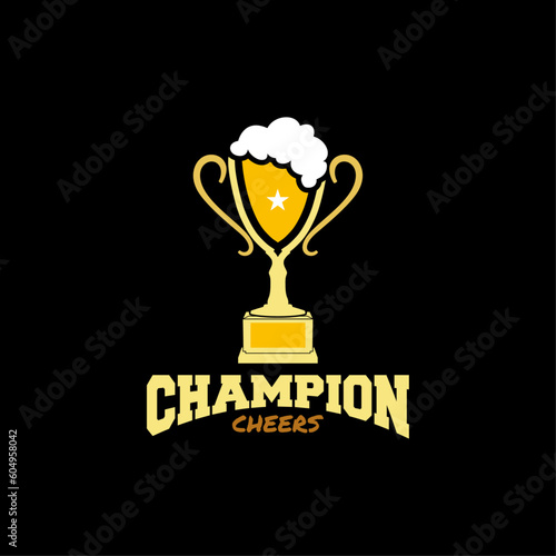 Beer Cup Trophy For Winner Champion Award Symbol Logo Vector Design
