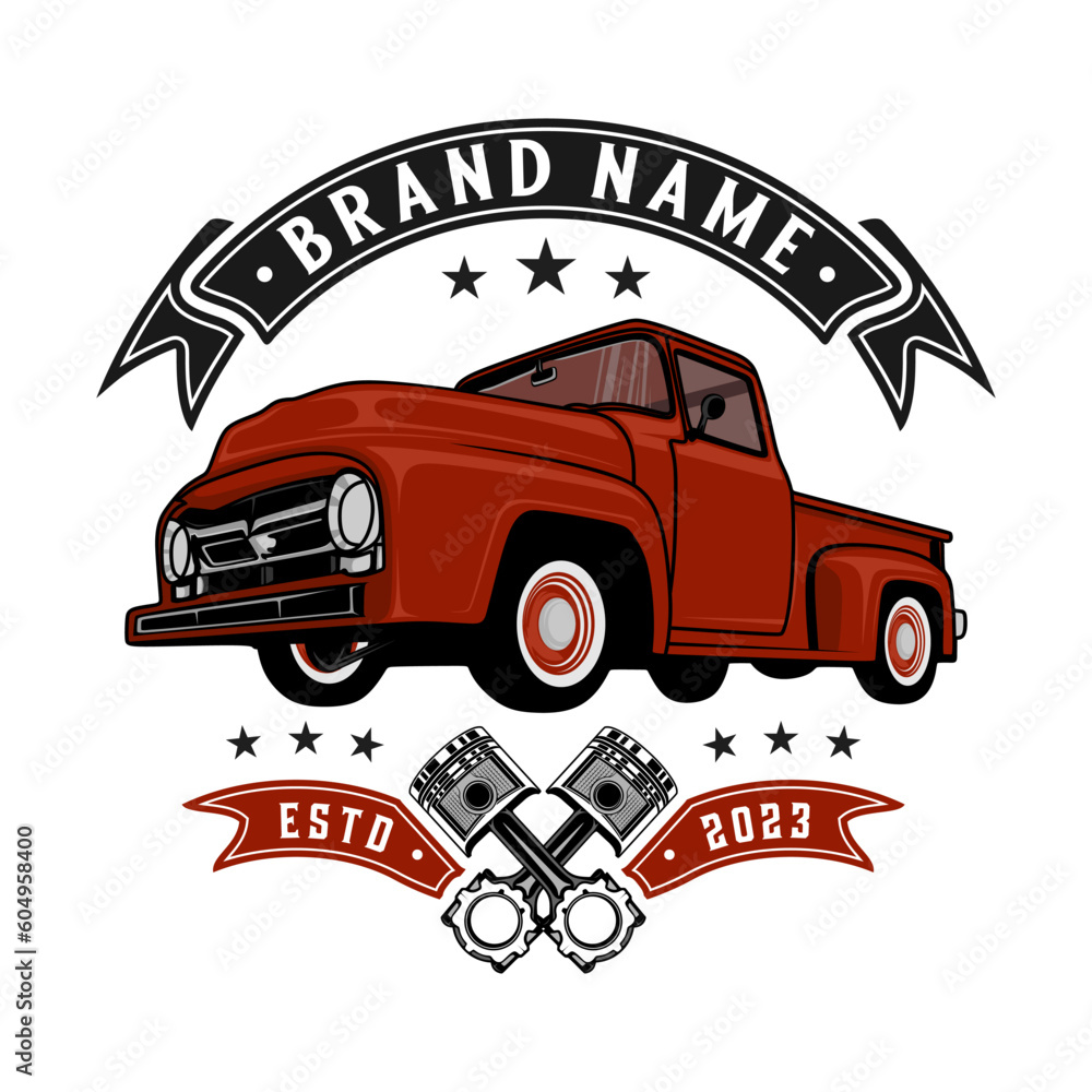 pickup car logo design. for adventure or farmers market