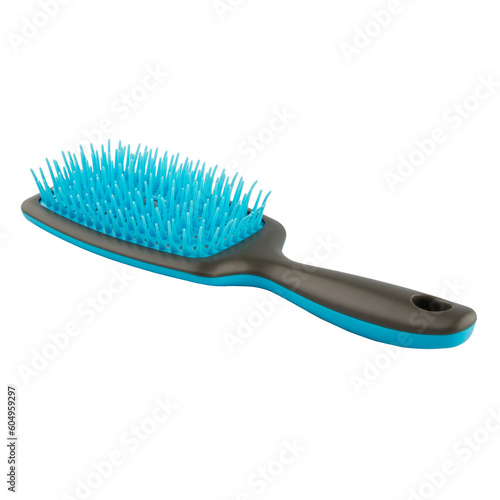 Modern hair brush - black color on a white background. Women s accessory.