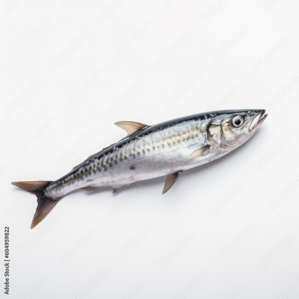 Mackerel fish isolated on white. Generative AI Mackerel fish isolated on white. Generative AI
