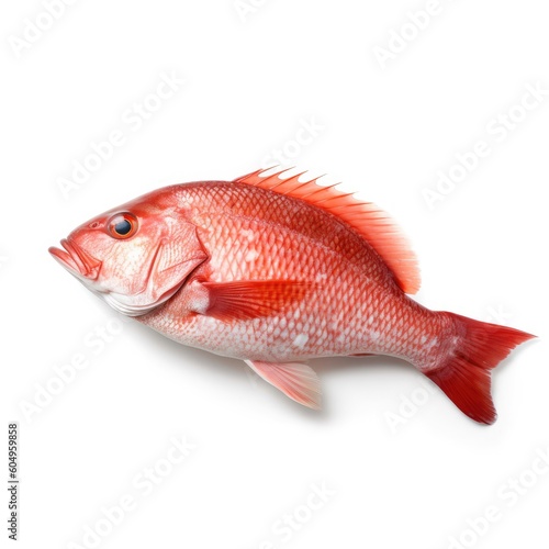 Red Snapper fish isolated on white. Generative AI
