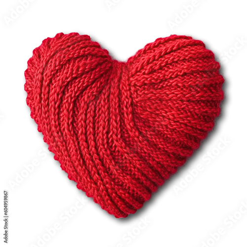 Knitting heart shape on transparent background