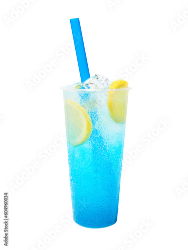 blue beverage ice cold straw glass